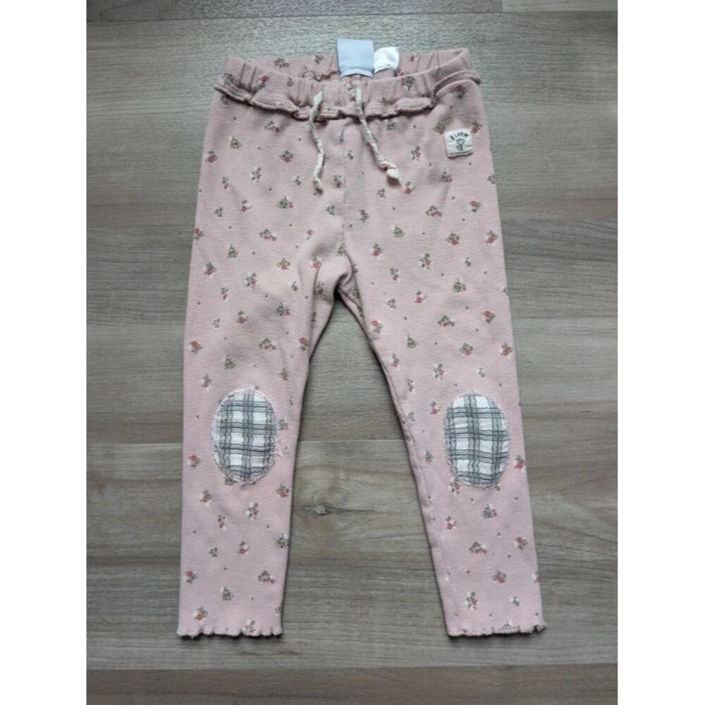 Zara Floral Ribbed Knee Patch Leggings, 18-24m (U1)
